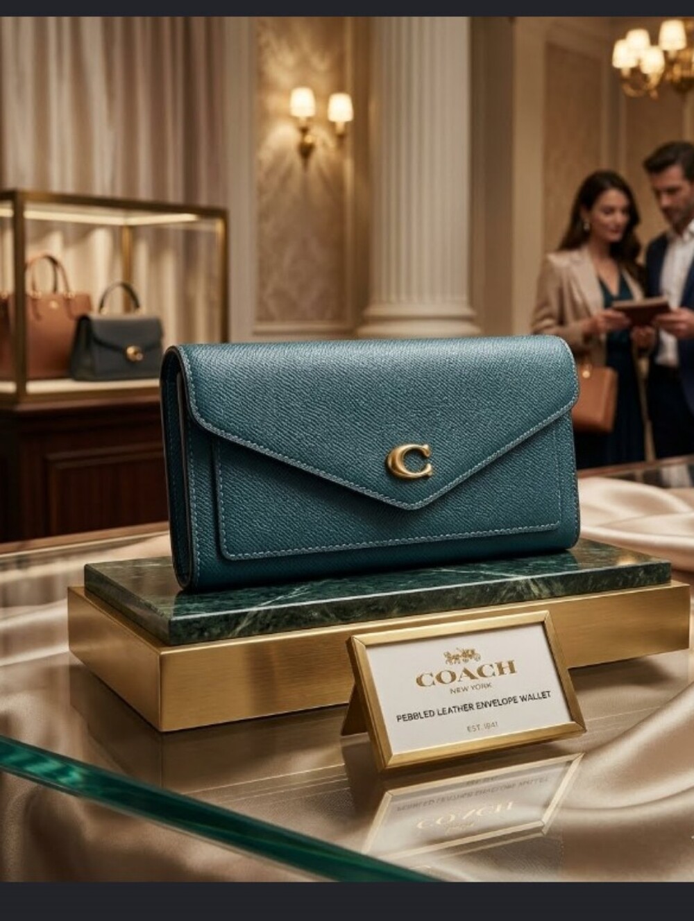 Coach- Wyn Soft Deep Turquoise Envelope Wallet